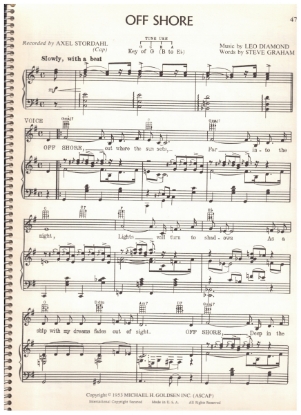 Picture of Off Shore, Leo Diamond & Steve Graham, recorded by Don Ho, sheet music