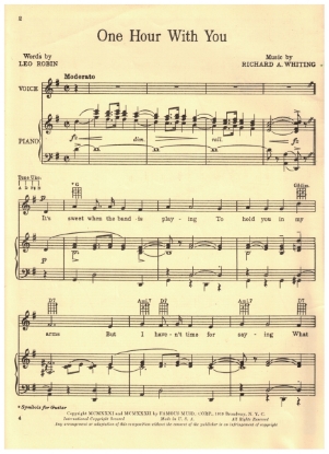 Picture of One Hour With You, Leo Robin & Richard A. Whiting, sheet music