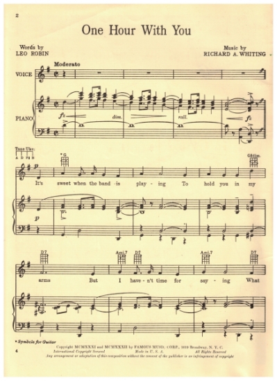 Picture of One Hour With You, Leo Robin & Richard A. Whiting, sheet music