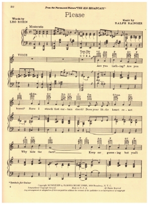 Picture of Please, Leo Robin & Ralph Rainger, sheet music