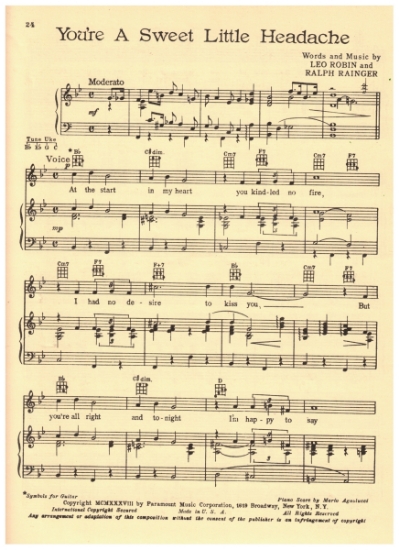 Picture of You're a Sweet Little Headache, Leo Robin & Ralph Rainger, sheet music