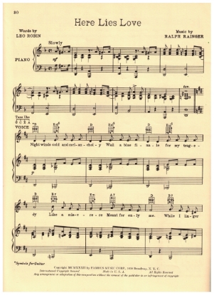 Picture of Here Lies Love, Leo Robin & Ralph Rainger, sheet music