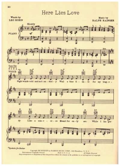 Picture of Here Lies Love, Leo Robin & Ralph Rainger, sheet music