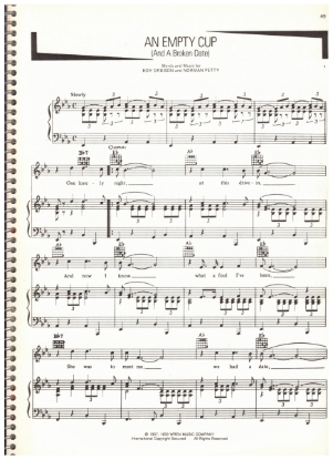 Picture of An Empty Cup (And a Broken Date), Roy Orbison & Norman Perry, recorded by Buddy Holly, sheet music