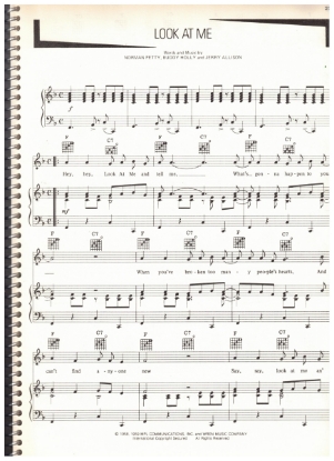 Picture of Look At Me, Buddy Holly/ Jerry Allison/  Norman Petty, recorded by Buddy Holly, sheet music