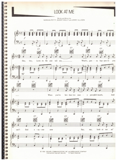 Picture of Look At Me, Buddy Holly/ Jerry Allison/  Norman Petty, recorded by Buddy Holly, sheet music