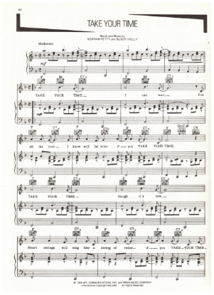 Picture of Take Your Time, Norman Petty & Buddy Holly, recorded by Buddy Holly, sheet music
