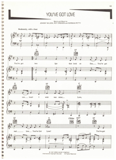 Picture of You've Got Love, Johnny Wilson/ Roy Orbison/ Norman Petty, recorded by Buddy Holly, sheet musicr