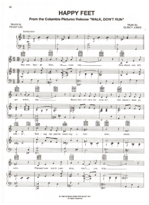 Picture of Happy Feet, from movie "Walk Don't Run", Peggy Lee & Quincy Jones, sheet music