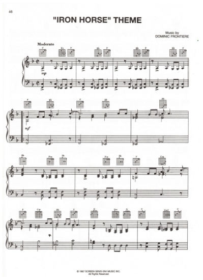 Picture of Iron Horse, TV show title theme, Dominic Frontiere, sheet music