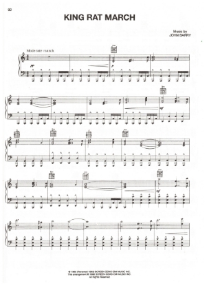 Picture of King Rat March, movie title theme, John Barry, sheet music