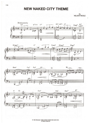Picture of New Naked City Theme, TV show theme, Nelson Riddle, sheet music