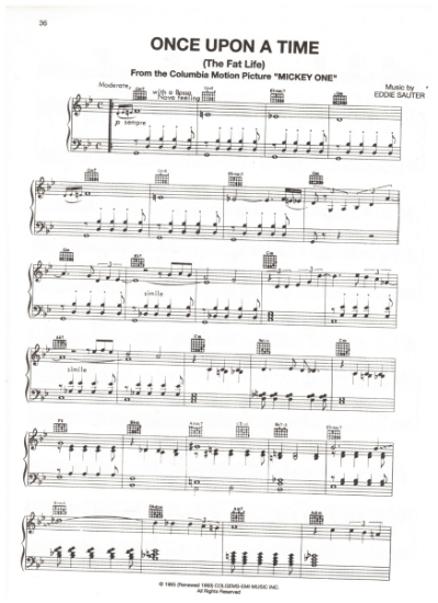 Picture of Once Upon a Time (The Fat Life), from movie "Mickey One", recorded by Stan Getz, Eddie Sauter, sheet music