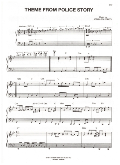 Picture of Theme from Police Story, TV show theme, Jerry Goldsmith, sheet music