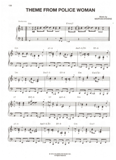 Picture of Theme from Police Woman, TV show theme, Morton Stevens, sheet music