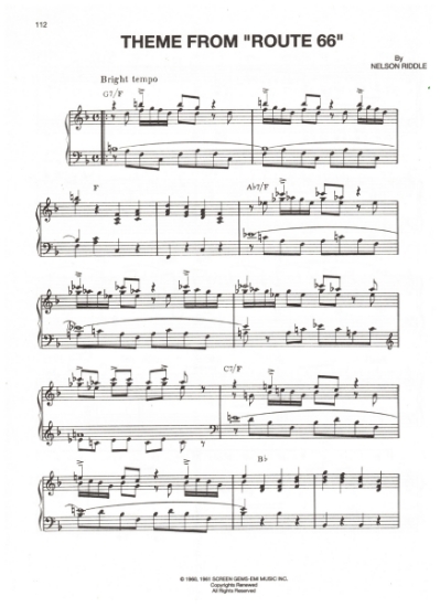 Picture of Theme from Route 66, TV show theme, Nelson Riddle, sheet music