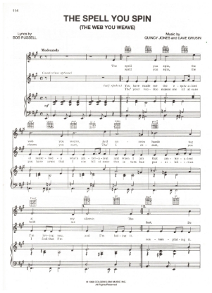 Picture of The Spell You Spin (The Web You Weave), from movie "A Dandy in Aspic", sung by Shirley Horn, Bob Russell/ Quincy Jones/ Dave Grusin, pdf copy