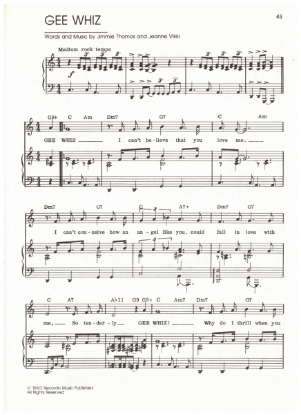 Picture of Gee Whiz, Jimmie Thomas & Jeanne Vikki, recorded by The Innocents, sheet music