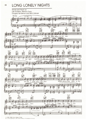 Picture of Long Lonely Nights, Lee Andrews/ Bernice Davis/ Douglas Henderson/ Mimi Uniman, recorded by Bobby Vinton; Lee Andrews & the Hearts, pdf copy