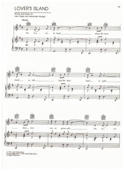 Picture of Lover's Island, Leon Peels & Alexander Manigo, recorded by the Blue Jays, pdf copy 