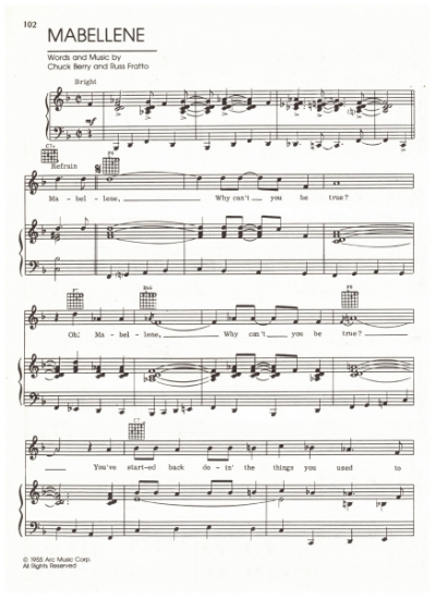 Picture of Mabellene, Chuck Berry & Russ Fratto, recorded by Chuck Berry, sheet music