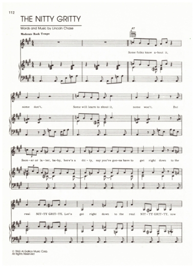 Picture of The Nitty Gritty, Lincoln Chase, recorded by 1) Gladys Knight & the Pips 2) Shirley Ellis, sheet music