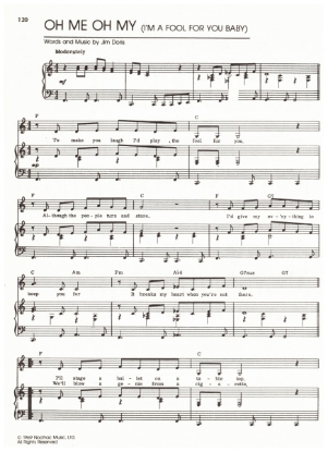 Picture of Oh Me Oh My (I'm a Fool for You Baby), Jim Doris, recorded by Lulu, sheet music