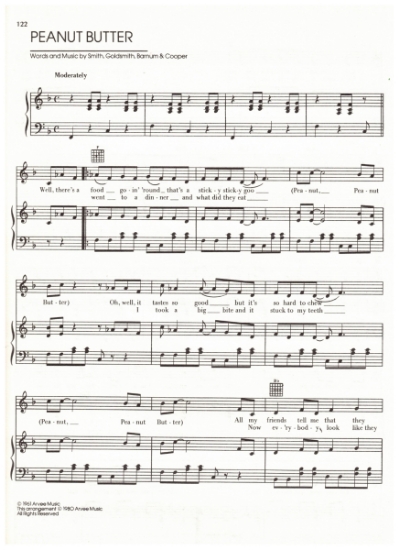 Picture of Peanut Butter, Smith/ Goldsmith/ Barnum/ Cooper, recorded by The Marathons, sheet music