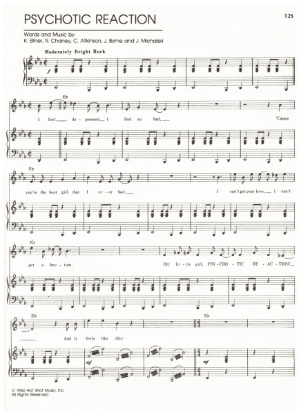 Picture of Psychotic Reaction, K. Ellner/ R. Chaney/ C. Atkinson/ J. Byrne/ J. Michalski , recorded by The Count Five, sheet music