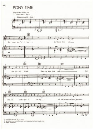 Picture of Pony Time, D. Covey & J. Berry, recorded by Chubby Checker, sheet music