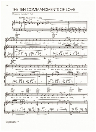 Picture of The Ten Commandments of Love, M. Paul, recorded by Harvey & the Moonglows, sheet music