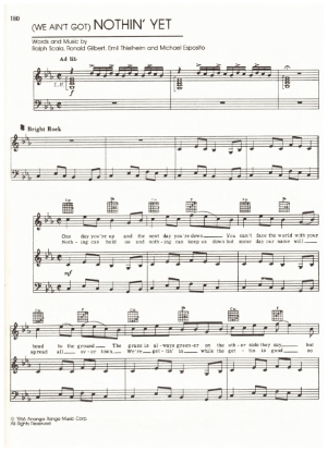 Picture of (We Ain't Got) Nothin' Yet, Ralph Scala/ Ronald Gilbert/ Emil Thielheim/ Michael Esposito, recorded by The Blues Magoos, pdf copy 