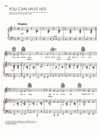 Picture of You Can Have Her, Bill Cook, recorded by Roy Hamilton, sheet music