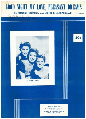 Picture of Good-Night My Love Pleasant Dreams, George Motola & John S. Marascallo, recorded by The McGuire Sisters