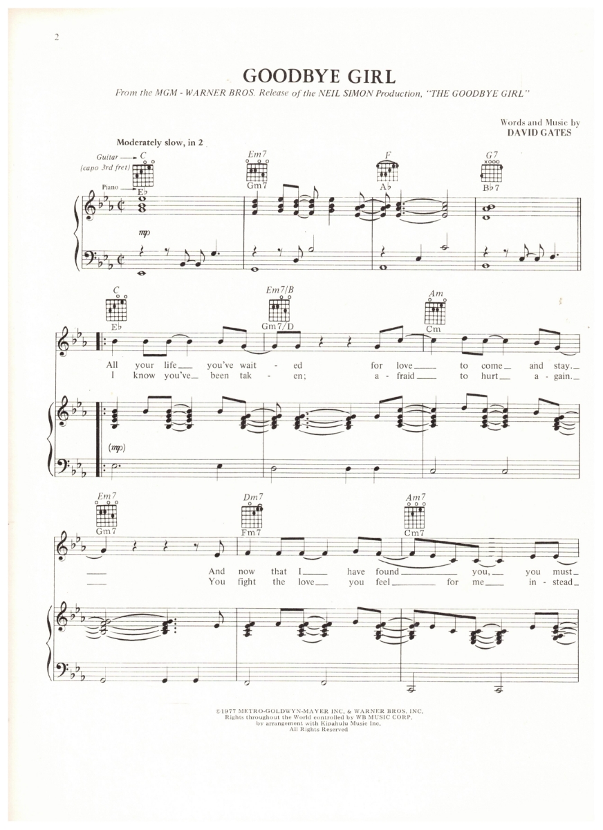 Tredwells-Music.com|Goodbye Girl, movie title song, written & recorded ...
