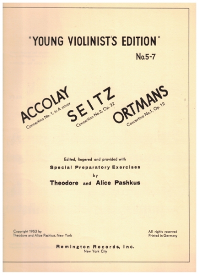 Picture of Remington Young Violinist's Edition No. 5, 6 & 7, ed. Theodore & Alice Pashkus