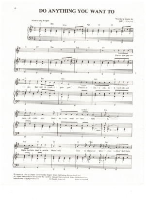 Picture of Do Anything You Want To, Phil Lynott, recorded by Thin Lizzy, sheet music