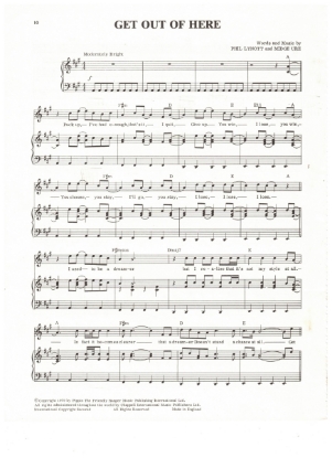 Picture of Get Out Of Here, Phil Lynott & Midge Ure, recorded by Thin Lizzy, sheet music