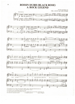Picture of Roisin Dubh, Black Rose, A Rock Legend, Phil Lynott & Gary Moore, recorded by Thin Lizzy, sheet music
