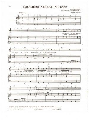 Picture of Toughest Street in Town, Phil Lynott/ Scott Gorham/ Gary Moore, recorded by Thin Lizzy, sheet music