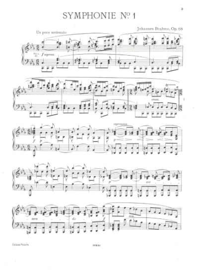 Picture of Symphony No. 1, Johannes Brahms Op. 68, piano solo transcription, sheet music
