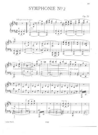 Picture of Symphony No. 2, Johannes Brahms Op. 73, piano solo transcription, sheet musi