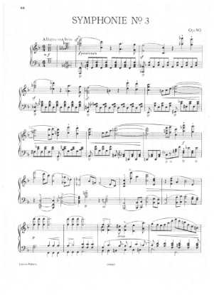 Picture of Symphony No. 3, Johannes Brahms Op. 90, piano solo transcription, sheet music
