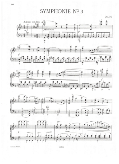 Picture of Symphony No. 3, Johannes Brahms Op. 90, piano solo transcription, sheet music