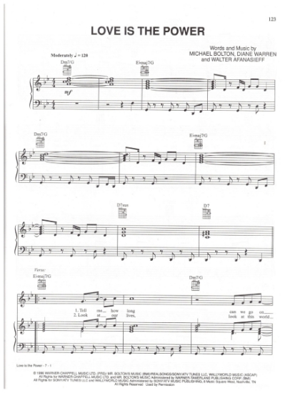 Picture of Love is the Power, Michael Bolton/ Diane Warren/ Walter Afanasieff, recorded by Michael Bolton