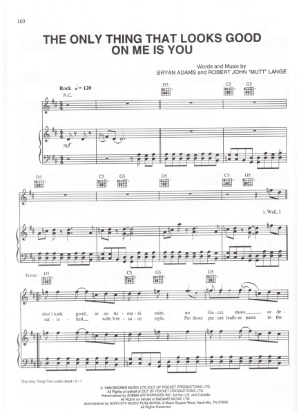 Picture of The Only Thing That Looks Good On Me Is You, Bryan Adms & Robert John "Mutt" Lange, recorded by Bryan Adams, pdf copy