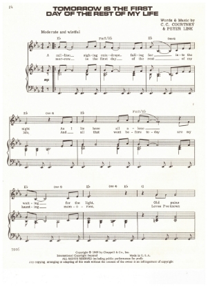 Picture of Tomorrow is the First Day of the Rest of My Life, C. C. Courtney & Peter Link, recorded by Salvation, pdf copy 