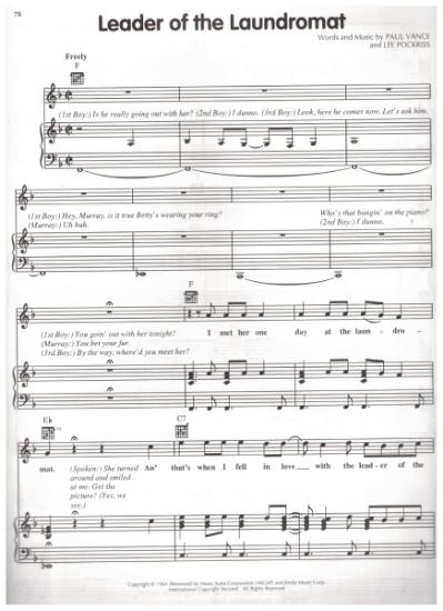 Picture of Leader of the Laundromat, Paul Vance & Lee Pockriss, recorded by The Detergents, sheet music