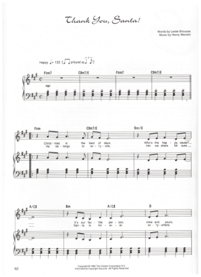 Picture of Thank You Santa, Leslie Bricusse & Henry Mancini, pdf copy 