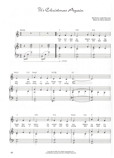 Picture of It's Christmas Again, Leslie Bricusse & Henry Mancini, sheet music